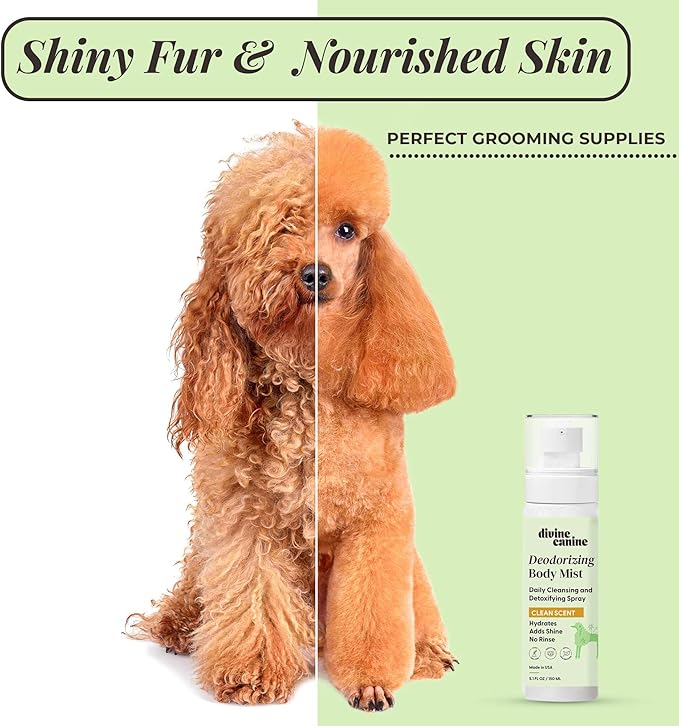 Cleansing Hair and Body Spray for Dogs - 5.1 Fl Oz of Dog Deodorizer, Long Lasting Formula - Everyday Body Spray with Aloe, Lemongrass Oil, and More - Made in The USA