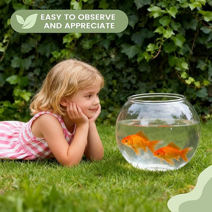 Clear Glass Fish Bowl - Shatter Resistant Aquarium Container, Decorative Water Vessel, Sturdy Elegant Design, Easy Cleaning Setup, Table Centerpiece Accessory, Indoor Party Display, Home Event Decor