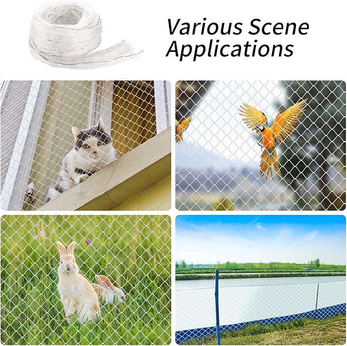 Cat Balcony Rail Net, 10 x 26 ft Cat Anti-Fall Netting Pet Balcony Mesh Fence Net Dog Fence Nets Black Nylon Pets Anti-Fall Mesh Fence
