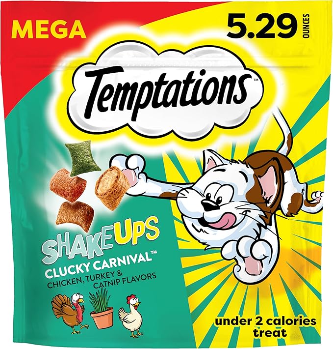 Temptations Cat Treat ShakeUps, Crunchy and Soft Cat Treats, Clucky Carnival, 5.29 oz. Pouch