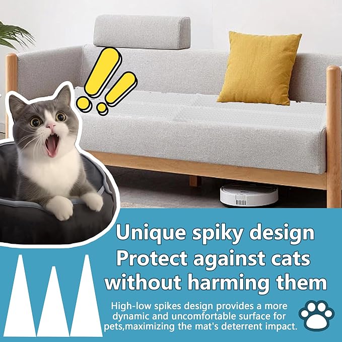 26 Pack Scat Mat for Cats - 3.3 x 16.7 Inch Cat Deterrent Mat to Keep Cats Out of Yard Permanently, Dog and Cat Spikes Mat with 0.5 Inch Sturdy Design Spike for Cat Pee Deterrent