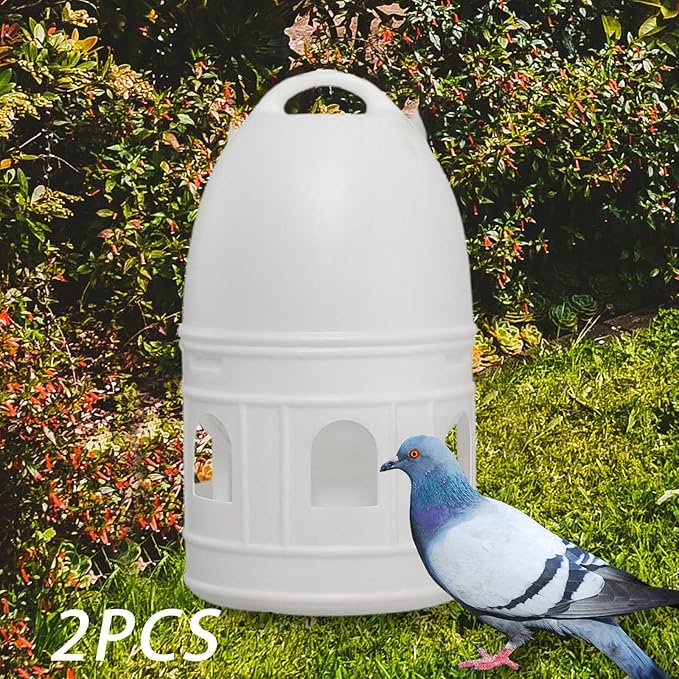 2X Pigeon Water Dispenser Automatic Feeder, 10L Water Pot Container, Large Capacity Waterer, Bird Feeding Drinker for Chicken Parrot Duck Parakeet