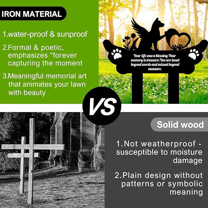 Pet Grave Markers,Metal Pet Headstone for Lost Dog Sympathy Gift,Waterproof Grave Markers for Garden or Indoor,Dog Tombstone Garden Memorial Stake (11.4in)
