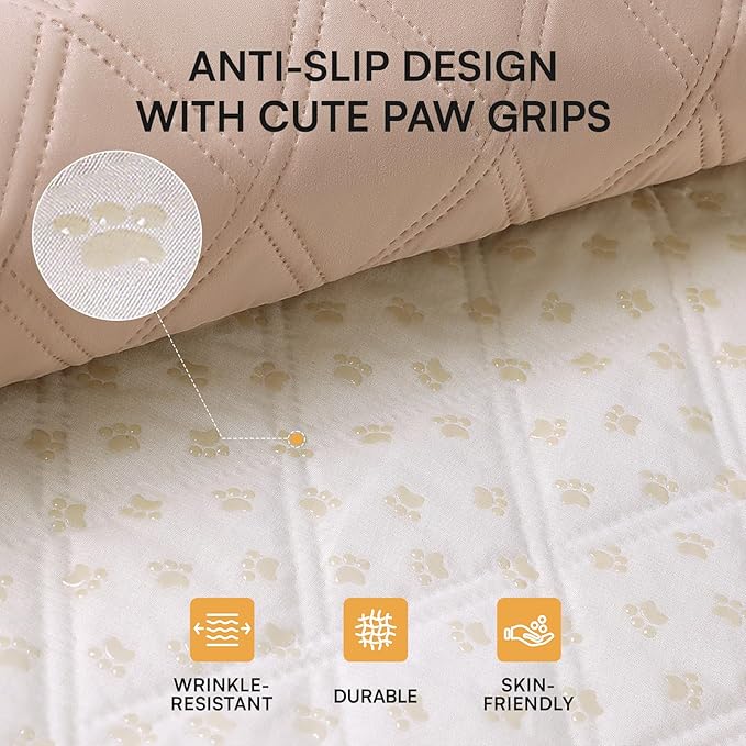 Luciphia 100% Waterproof Couch Cover Blanket for Dogs Anti-Slip Pet Couch Protector Sofa Mat Puppy Cat with Non-Slip Bottom, Beige, 40x50 Inch