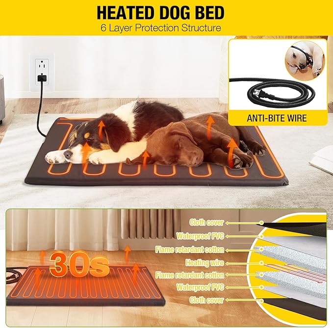 Aivituvin Dog House Outdoor Heated Dog Kennel with Insulated Liner All-Around Iron Frame Large Dog Cage for Small & Medium & Large Dogs,Waterproof