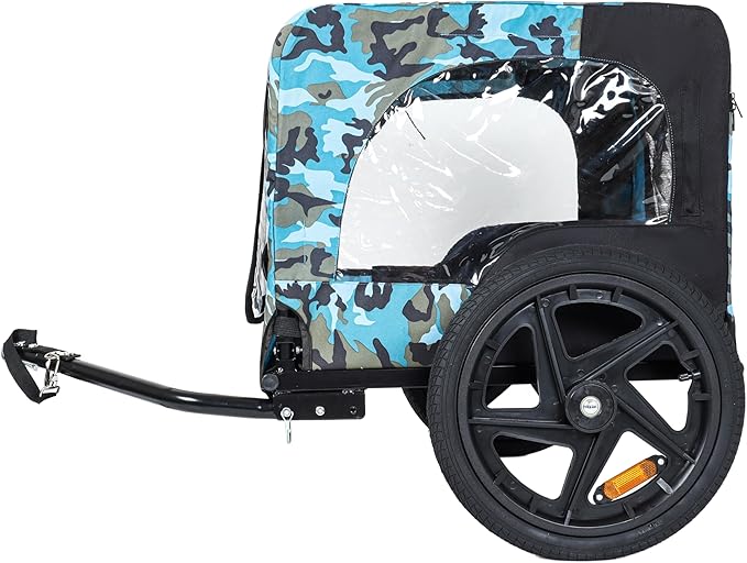 Heavy-Duty Dog Bike Trailer & Collapsible Pet Carrier for Bike with 16-Inch All-Terrain Wheels, Universal Hitch, Safety Flag & Weather-Resistant Design for Outdoor Adventures