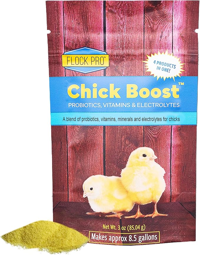 Flock PRO Chick Boost Probiotic - Probiotics, Vitamins, Minerals and Electrolytes for Chickens | Chicken Vitamins and Supplements for All Poultry - 3 oz