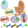 Jecery 5 Pcs Cat Spring Balls Toys Stretchable Rolling Balls Colorful Playful Coils Interactive Action Toy Caged Rats for Kitten Pet Supplies (Feathered Radish,Multicolor)