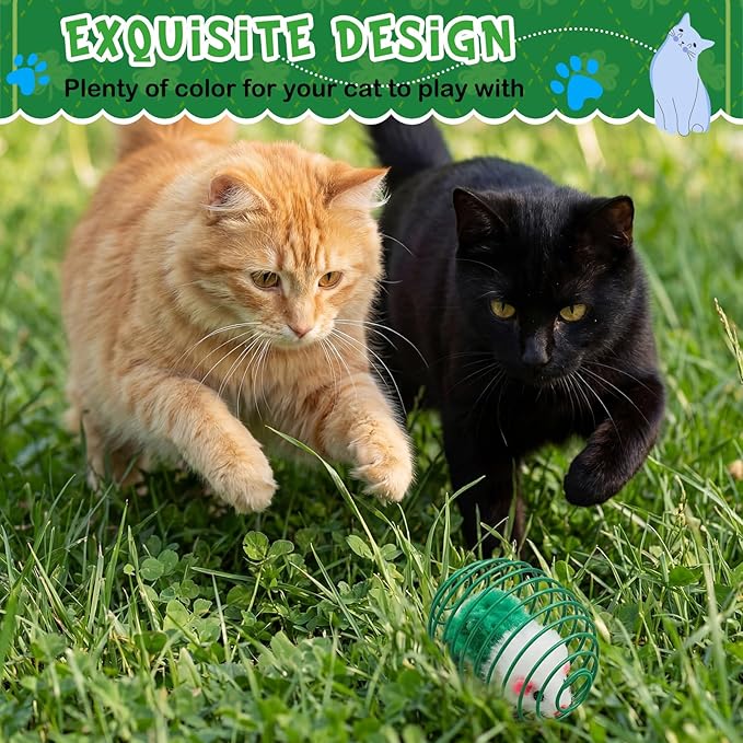 Jecery 5 Pcs Cat Spring Balls Toys Stretchable Rolling Balls Colorful Playful Coils Interactive Action Toy Caged Rats for Kitten Pet Supplies (Mouse,Green)
