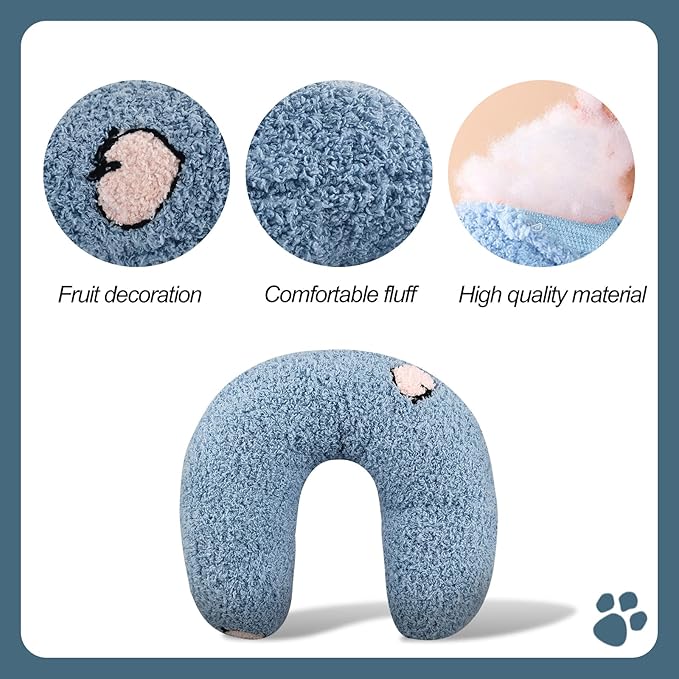 Andiker Pillows for Cats, U Shape Soft Fluffy Cat Pillow for Cat to Lay On Cats Bed Pillow Ultra Soft Pet Pillow for Cat Fluffy Cat Pillows for Indoor Cats and Puppies to Improve Sleep Quality(Blue)