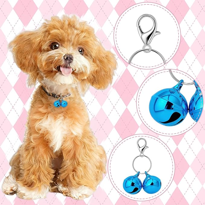 Pet Bells for Dog Cat Collar, 6 Pack Colorful Loud Double Pet Collar Bells with Metal Keychain Clip Dog Cat Pendant Accessories for Small Pets Outdoor Training Safety Tracking