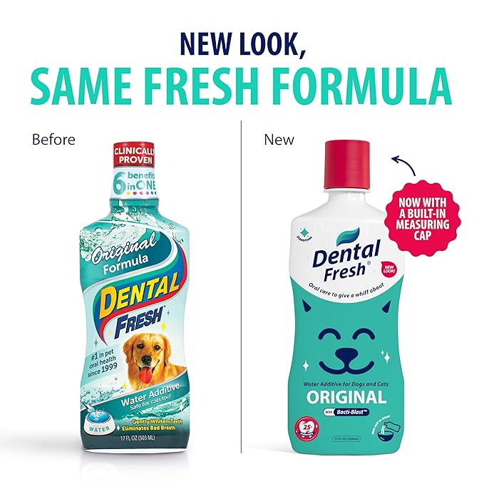 Dental Fresh Water Additive for Dogs and Cats, Clean Teeth and Fresh Breath, Daily Pet Oral Care, Flavorless, 32 fl oz