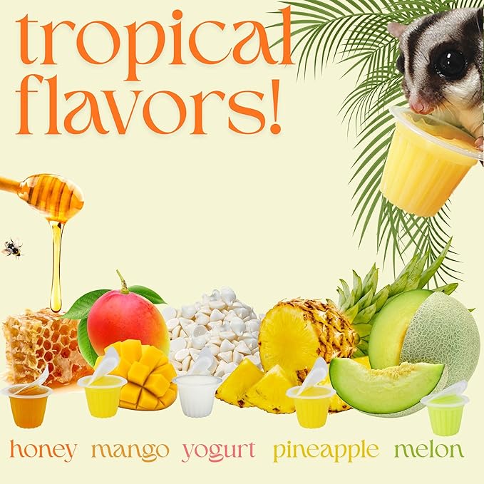 Nectar Pods (Mango) - Calcium-Fortified Jelly Fruit Treat - Sugar Gliders, Marmosets, Squirrels, Parrots, Cockatiels, Parakeets, Lovebirds, Conures, Hamsters, Day Geckos, Kinkajous & Other Small Pets