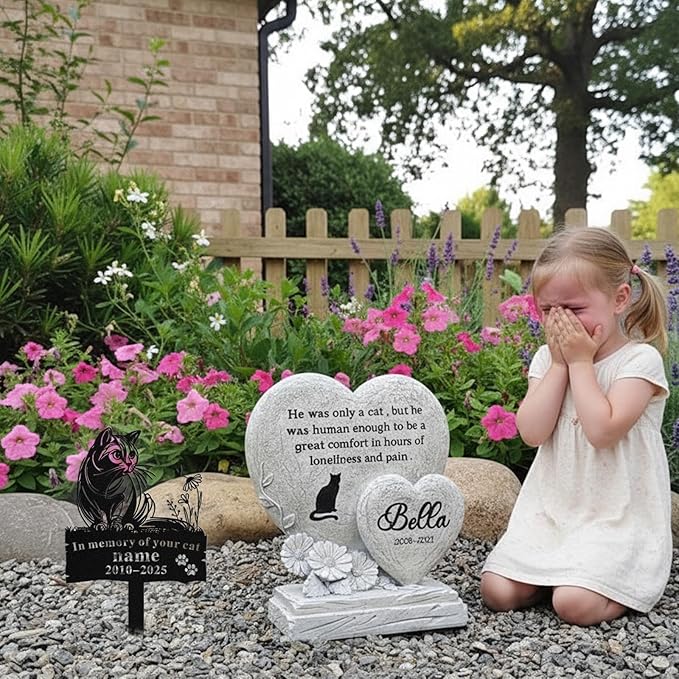 Custom Cat Grave Marker Outdoor, Personalized Metal Cat Memorial Grave Stake with Name and Date, Outdoor Waterrproof Cats Memorial Plaque