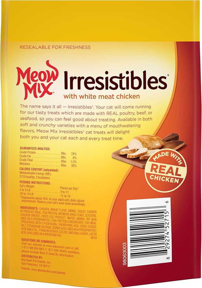 Meow Mix Irresistibles Soft Cat Treats,White Meat Chicken,3 Ounce,(Pack of 10)