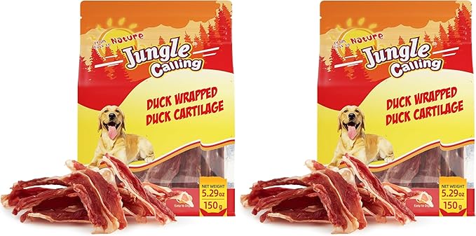 Jungle Calling Duck Wrapped Bones Dog Treats, Made with Real Meat & Cartilage, Rawhide Free Dogs Snacks,Healthy, Easily Digestible, and High Protein Chews Bone Treat, About 21 Count (Pack of 2)