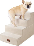 EHEYCIGA Dog Stairs for Bed 18" H, 4-Step Dog Steps for High Bed, Pet Steps for Small Dogs and Cats, Non-Slip Balanced Pet Ramp Indoor, Beige