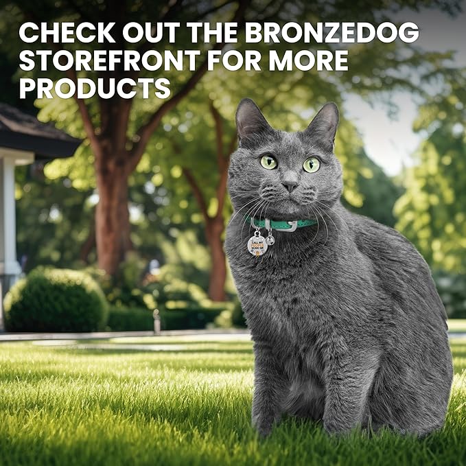 BRONZEDOG Leather Cat Collar with Removable Bells Non Breakaway Kitten QR Tag for Girl Boy (7" - 9" for Cats, Orange & Silver)
