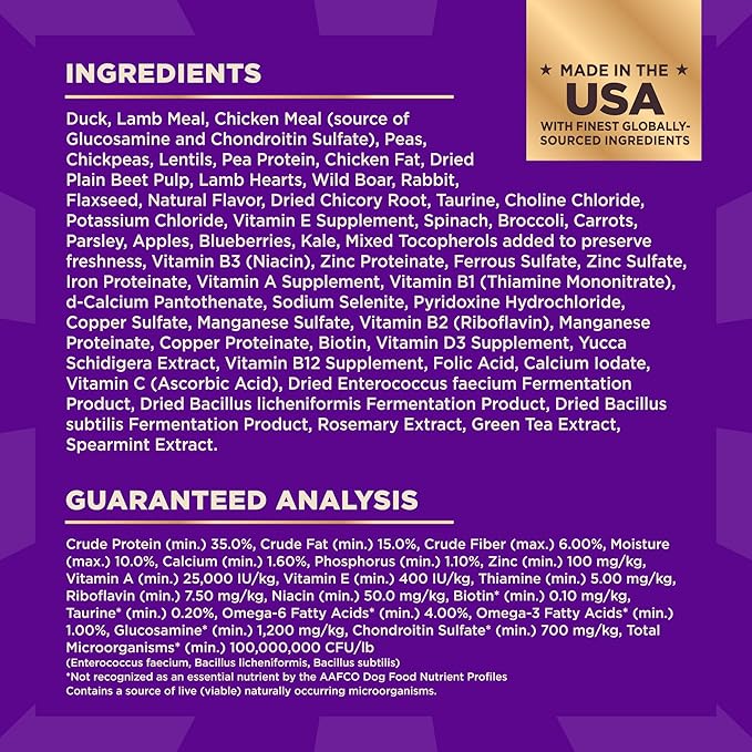 Wellness CORE+ Adult Dry Dog Food with Freeze Dried Pieces, Grain Free Kibble+, Natural, High Protein, Wild Game Duck, Lamb, Boar, and Rabbit Recipe, 10 lb Bag