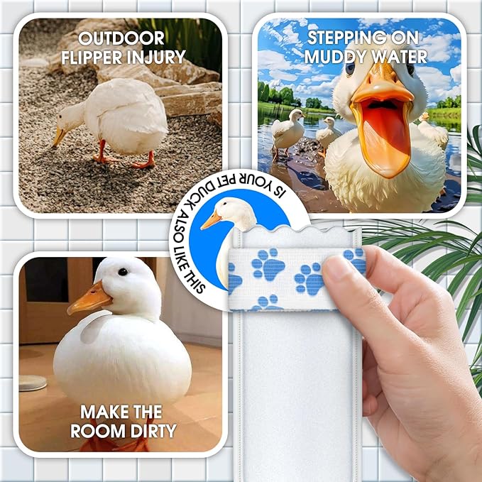 Disposable Boots for Real Duck Feet, Bumble Foot for Duck Supplies with Bandage, Large Size (Blue, 40 PCS)