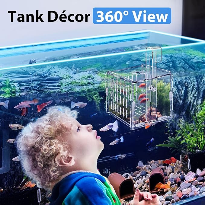 Breeder Box for Fish Tank, Fish Breeder Box for Aquarium, Acrylic Fish Isolation Box, Fish Separator for Small Baby Fishes, Bully Fish, Shrimp, Clownfish Guppy (NOT for Incubator)