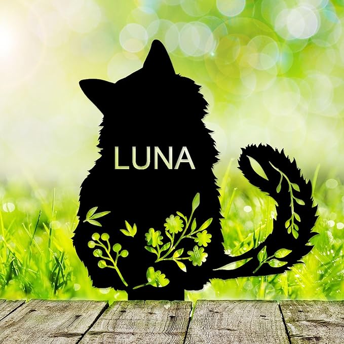 Personalized Cat Memorial Stake, Cat Grave Marker, in Memorial of Cat, Cat Loss Gift, Cat Name Sign Pet Sympathy Gift Cat