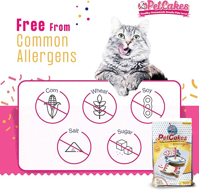 PetCakes Cat Birthday Cake Kit - Natural Treats - Cheese Flavor Kitten & Cat Food - 5.5 Oz
