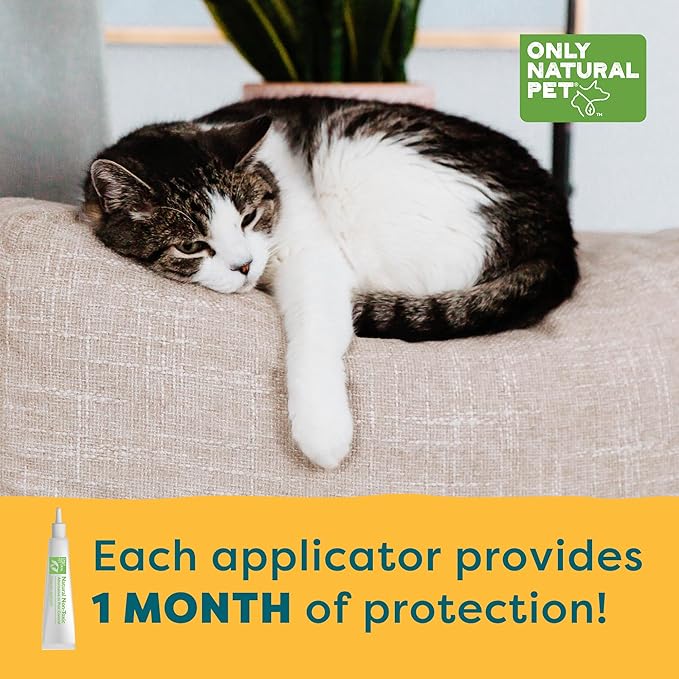 Only Natural Pet Flea and Tick Prevention for Cats - EasyDefense Remedy for Your Pets - Natural Care Control Squeeze-On Drops - Tick and Flea Protection - Three Months Supply (Single)