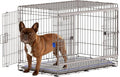 36 Inch Sliding Door Dog Crate - Heavy Duty Collapsible Dog Crates for Medium Dogs (30-70lbs), Double Door Metal Dog Kennel Cage with Soft Mat, Leak-Proof Tray, Easy Foldable & Assembly
