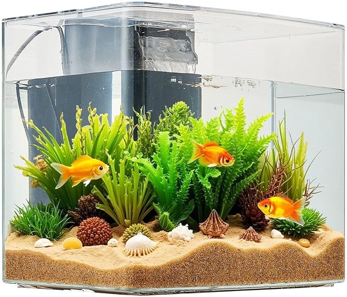 3.5 Gallon Fish Tank Aquarium, Smart Self Cleaning GPPS Fishbowl with 3 Color LED, Filter & Water Circulation