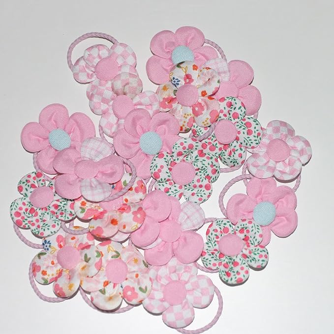 20 Pcs Handmade Cute Puppy Hair Bows, Flower Bowknot with Rubber Bands for Small Dog Hair Ties Accessories Powder Pink