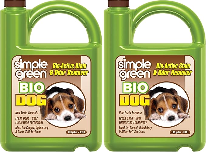 Simple Green Bio Active Stain & Odor Remover for Pet & Carpet- Pet & People Safe (1 Gal), Milky White, 128 Fl Oz (Pack of 2)
