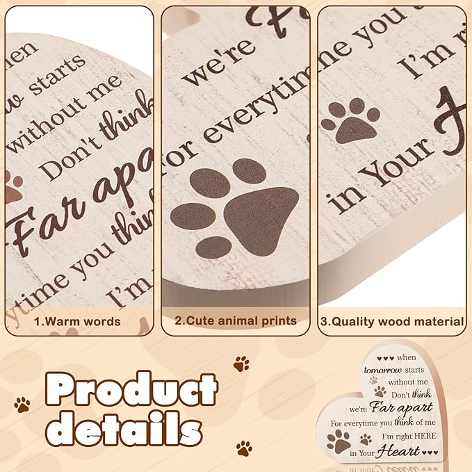 Maitys Dog Memorial Gifts for Loss of Dog Cat Sympathy Gift, in Memory of Dogs Cats Gifts, Thoughtful Pet Loss Gift, a Wooden Plaque When Tomorrow Starts Without Me. (Khaki-Heart)