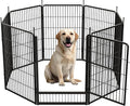 SunsGrove Dog Playpen Outdoor, Heavy Duty 40 Inch 8 Panels Dog Playpen for Medium and Large Dogs, Free and Safe Play Dog Fence Indoor, Black