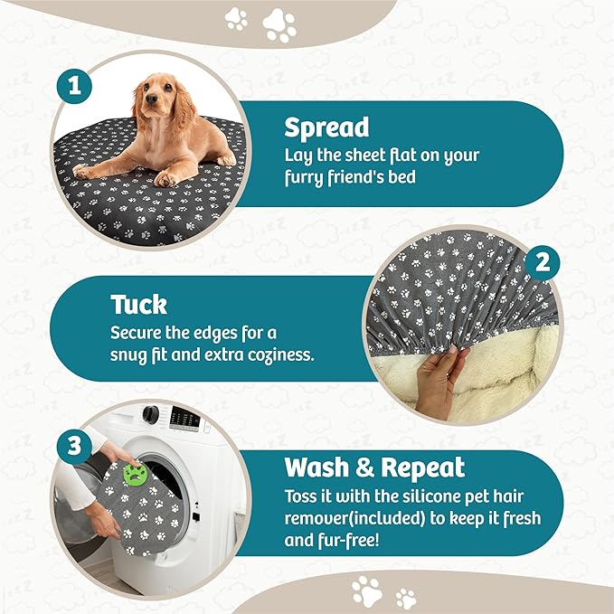 Round Dog Bed Covers Replacement Washable, Dog Bed Washable Cover, for All Shapes (Large (Up to 45″), Paw Chic)