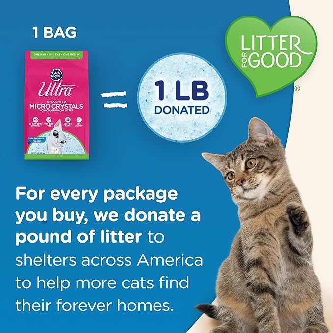 Ultra Micro Crystals Cat Litter - 99.9% Dust Free, Soft on Paws, Fragrance Free - 5 Lbs.