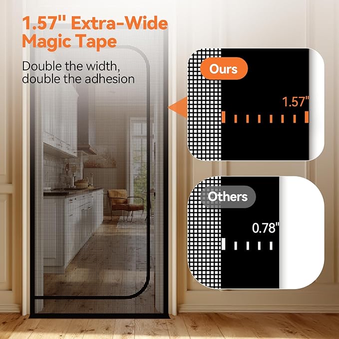 BFNN Cat Screen Door, Extra Tall Cat-Proof Mesh Gate, Fit Door Size 36'' x 82'', Anti Scratch Mesh with Zipper Closure, for Living Room, Kitchen, Bedroom (Black)