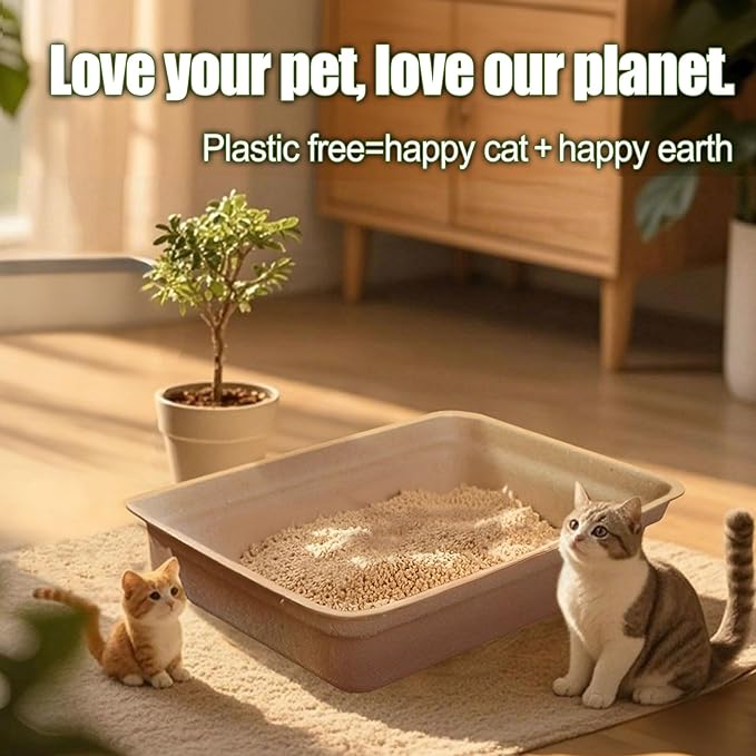 Disposable Litter Boxes for Cats Large: 2/4/6/8-Pack 17.5'' x 13.5'' Leak-Proof Sustainable for Indoor/Travel Use Standalone or as Liner 4-Pack