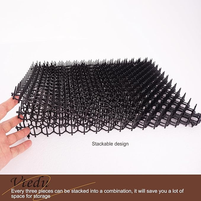 Cat Deterrent Mat 10 pcs Set, Plastic Grid Design Cat Repellent Mat 10 pcs Luxury Color Box Packaged, Anti Cat Mat, Anti Dog Scratch Mat with 1" Spike 13ft Coverage Cat Barrier