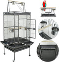 68 inch Iron Bird Cage, Play Top Parrot Cage with Rolling Stand for Parrot Cockatiels Parakeet Cage Macaw Finch Cockatoo Perch Pet House, Black