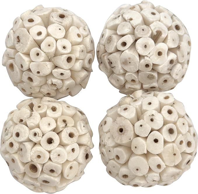 8001 Pk4 Small Sola Balls - Handcrafted Bird Toy & Cage Accessories for Parakeet, Parrot, Cockatiel, Conure - 2.4 Inch Lightweight Foraging Chew Parts - Breaks Apart, Lightweight, Easy top chew