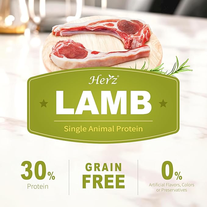 Herz Air-Dried Dog Food – Australian Lamb Recipe 2 lb, Single Pure-Meat, Grain Free, All Natural, High Protein, Limited Ingredients