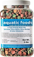 Aquatic Foods Inc. 4-Type 12mm - 1/2" Sinking Wafer Mix of Spirulina-Algae, Ultra-Worm, Ultra-Shrimp, Color Enhancing Wafers for Shrimp, Snails, Crabs, Crayfish, All Tropical Fish...2-lb Med Jar