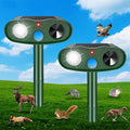 2 Pack Ultrasonic Animal Repellent Outdoor, Solar Deer Repellent Motion Sensor Cat Squirrel Rabbit Repeller, Waterproof Dog Raccoon Deterrent with LED Strobe Flash Lights