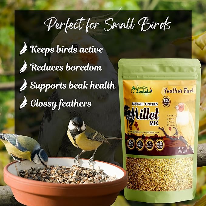 Danodia's Zoolulu Budgies & Finches Millet Mix (950g /2 lbs) | Bird Seed Blend for Budgies, Finches & Canaries | Daily Healthy Nutrition