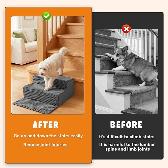 ROYALAY Stair Wedges for Small Dogs, Crystal Velvet Ramps for Dogs Over Stairs, Pet Ramp to Get on Bed with Strong Support for Injured & Aged Pets, 1 pcs