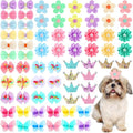 70 Pcs Dog Hair Bows Bulk Cute Flower Butterfly Crown Pearl Puppy Hair Clips Pastel Macaron Pet Accessories for Dog Cat Holiday Party Birthday Grooming