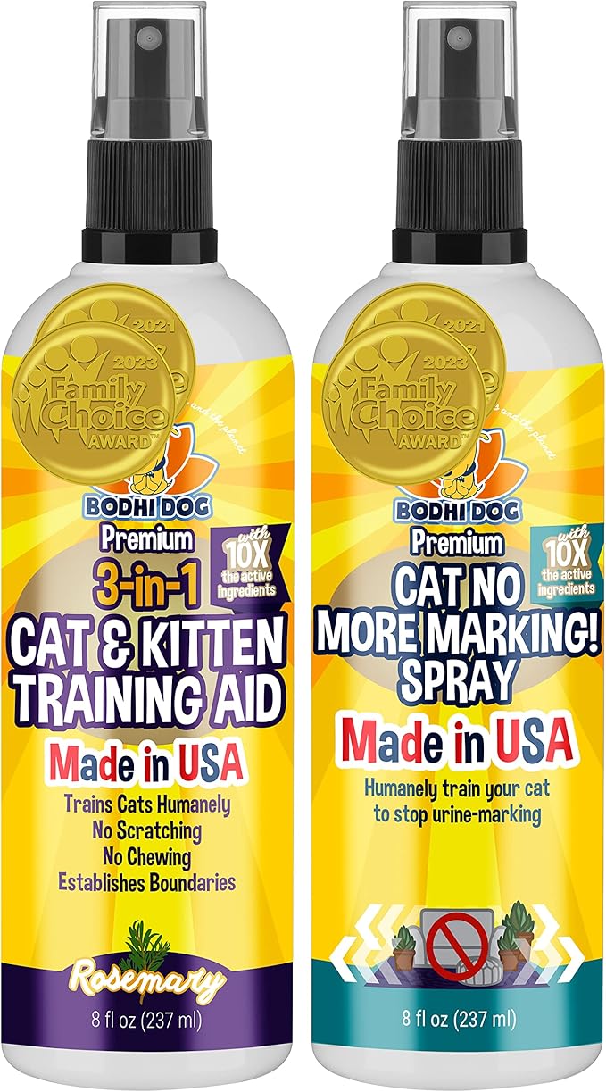 Bodhi Dog 3-in-1 Cat & Kitten Training Aid Spray + Cat No More Marking Spray Bundle