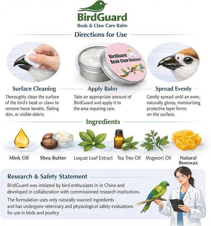 Bird Beak Oil & Feet Ointment for Parrots – Beak Moisturizer, Dry Skin Relief & Claw Repair for Budgies, Cockatiels & Small Birds (Big Size Edition)