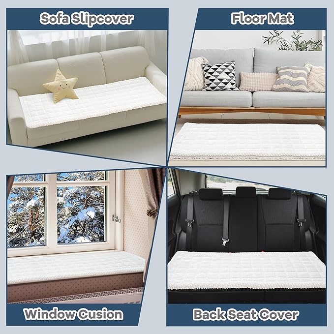 Washable Dog Couch Cover Protector, Non Slip Dog Bed Mat Machine Washable Large Blanket for Dogs, Pet Couches Covers for Sofa (Cream, 27.6 * 70.9 '')